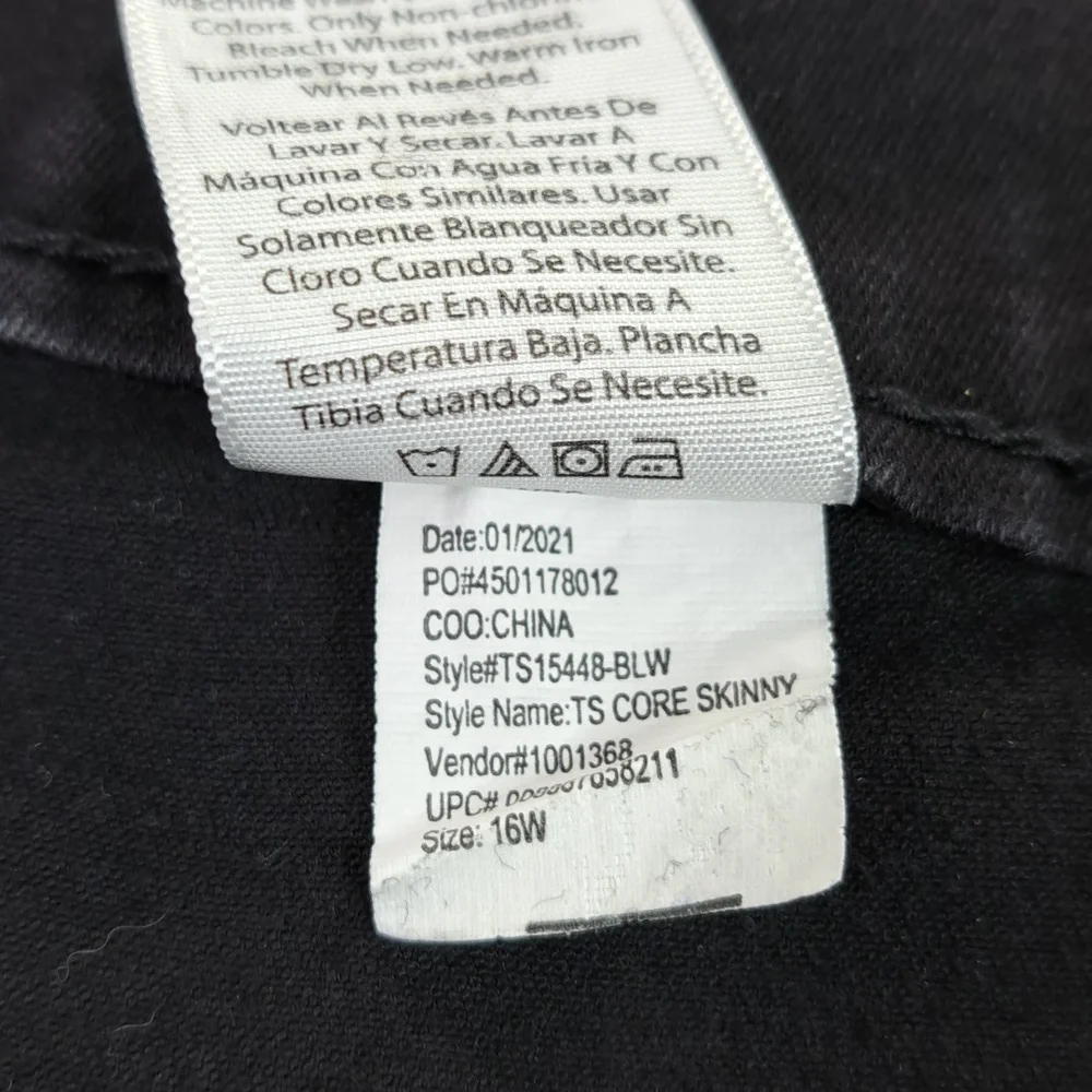 Terra & Sky Skinny Faded Black Jeans Size 16W - Picture 14 of 14